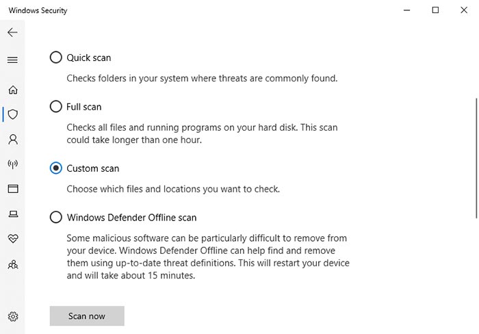Windows Defender malware scans are failing after a few seconds